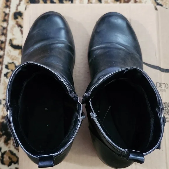 Place Big Girl's Faux Leather Heeled Boots; Size: 6Y, Color: Black - Picture 12 of 16